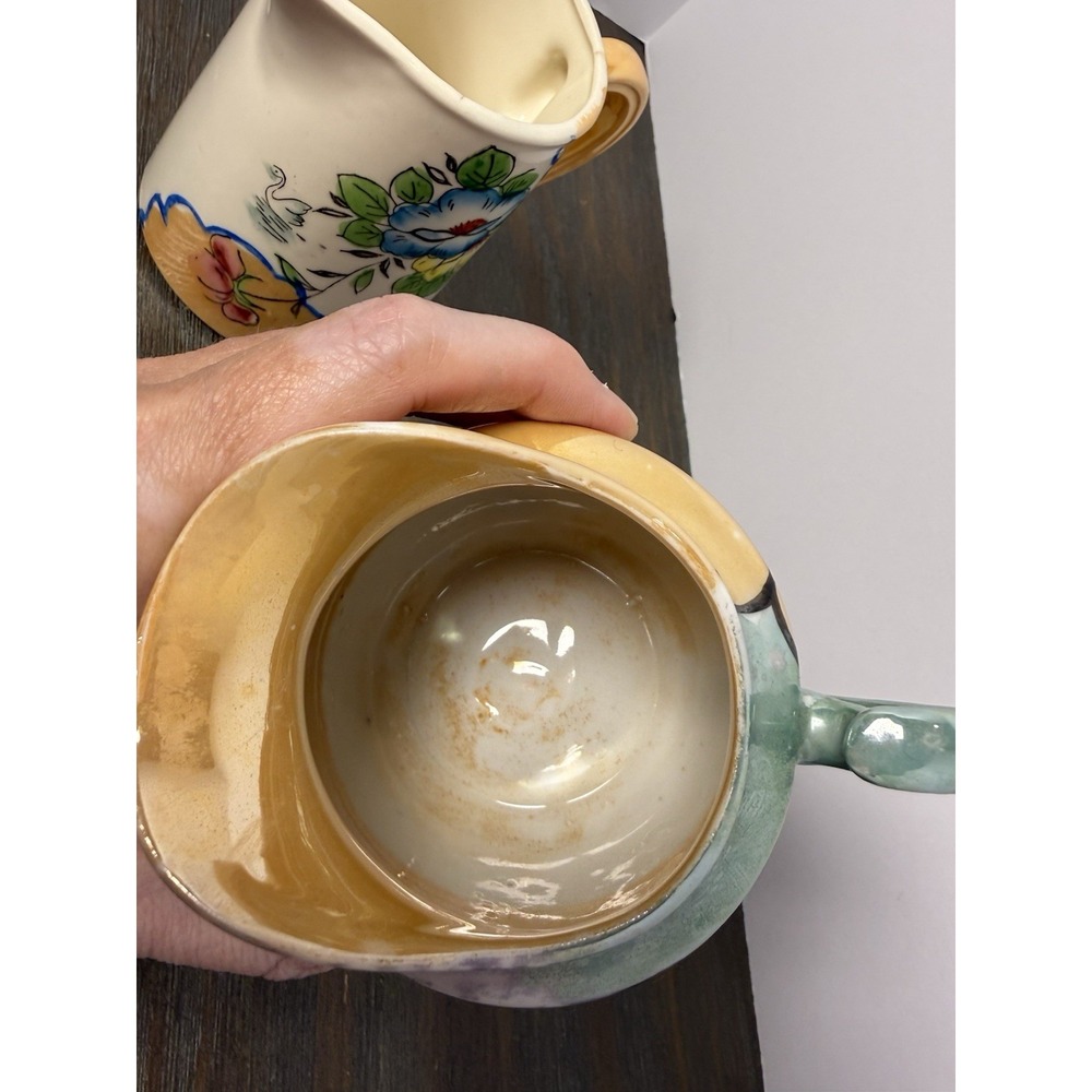 Vintage Garco Japan Hand Painted Ceramic Pitchers Creamers Set of 2 - Picture 10 of 10